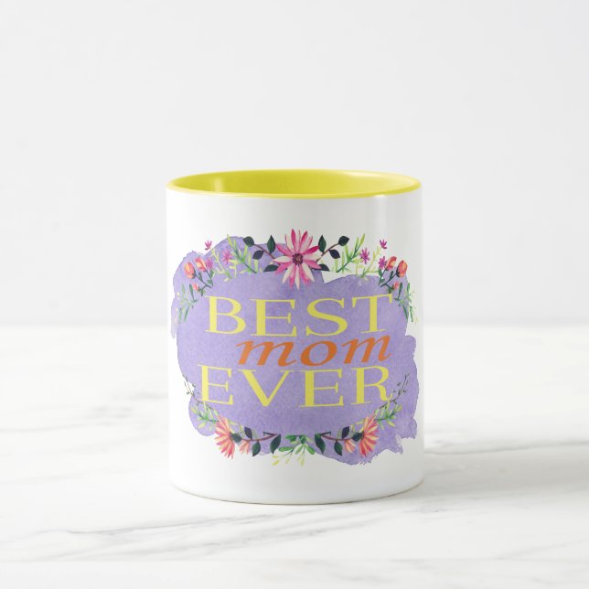 Cute Best Mum Ever Floral Mother's Day Gift Mug (Center)
