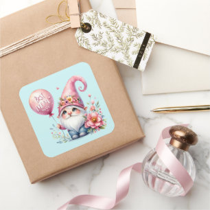 Cute best Mum ever gnome Mother's Day Square Sticker