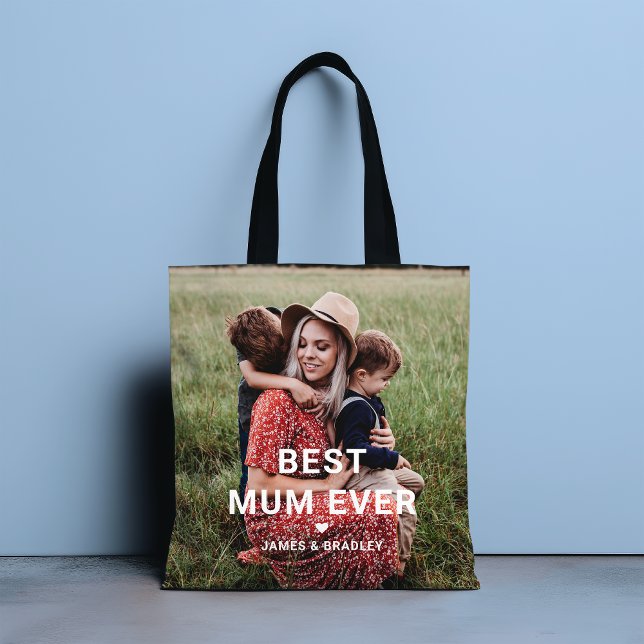 Cute BEST MUM EVER Heart Mother's Day Photo Tote Bag (Creator Uploaded)