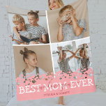 Cute Best Mum Ever Photo Collage Fleece Blanket<br><div class="desc">Melt your mum’s heart with this stunning personalised blanket! Boasting a beautiful collage of four cherished family photos, a cute pink heart design, and the heartfelt sentiment, 'Best Mum Ever, we love you', this showstopper is more than just a blanket - it’s a tangible token of love and appreciation. Add...</div>