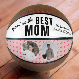 Cute Best Mum Pink Heart 2 Photo Collage Basketball