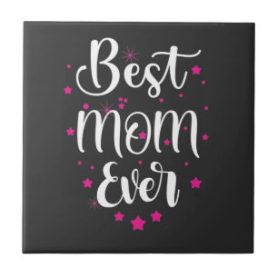 Cute Best Mum Text And Little Stars Ceramic Tile