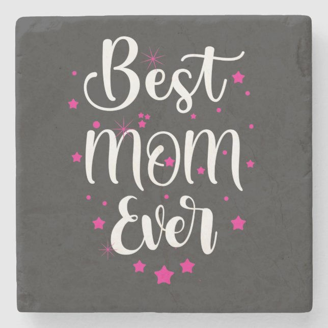 Cute Best Mum Text And Little Stars Stone Coaster (Front)