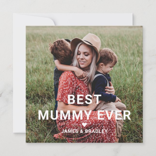 Cute BEST MUMMY EVER Heart Mother's Day Photo Holiday Card (Front)