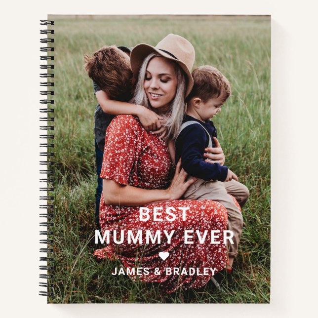 Cute Best Mummy Ever Heart Mother's Day Photo Notebook (Front)