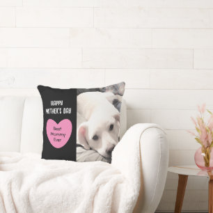 Cute Best Mummy Ever Puppy Dog Pink Heart 1 Photo  Cushion