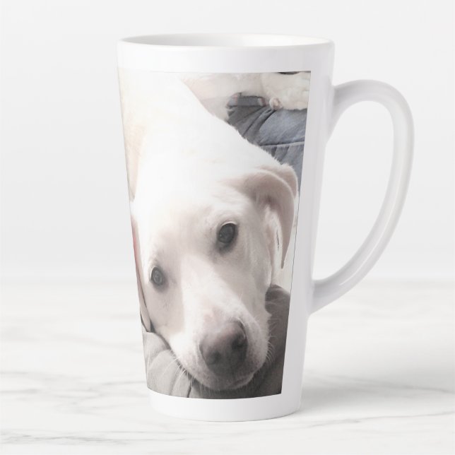 Cute Best Mummy Ever Puppy Dog Pink Heart 1 Photo Latte Mug (Right)