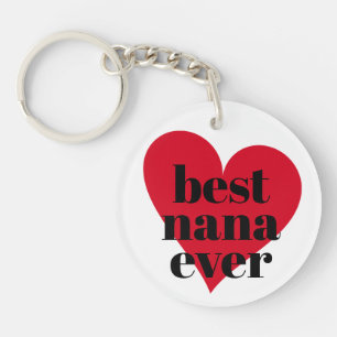 Cute Best Nana Ever Red Heart Acrylic Keychain