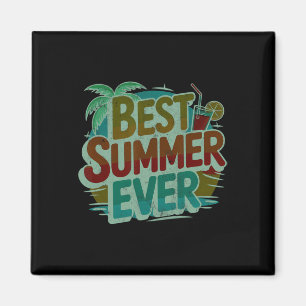 Cute Best Summer Ever Surfing Girls Vacation Swim Magnet