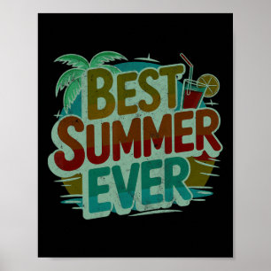 Cute Best Summer Ever Surfing Girls Vacation Swim  Poster