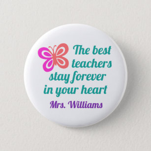 Cute Best Teacher Appreciation Butterfly Quote 6 Cm Round Badge