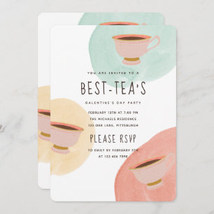Cute Best-Teas Galentine's Day Party Invitation