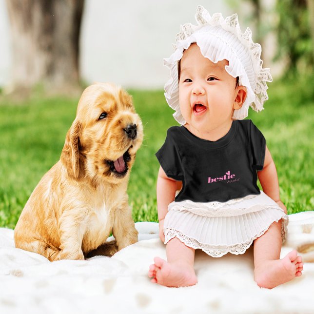 Cute Bestie Baby Girl Heart Design Pink Baby T-Shi T-Shirt (Creator Uploaded)