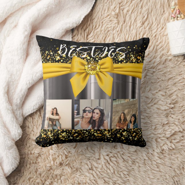 Cute Besties Best Friends Photo Collage BFF Modern Cushion (Blanket)