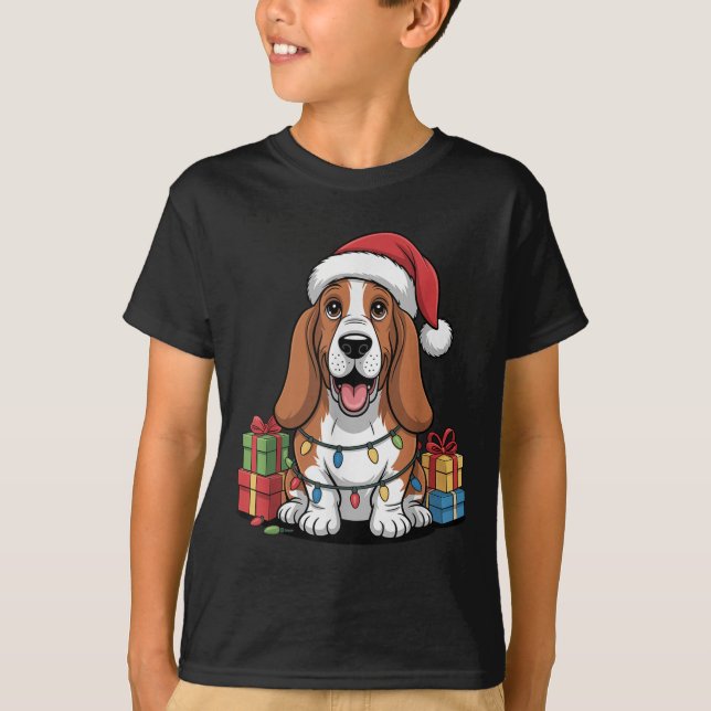 Cute Bet Hound Christmas Funny Bhole Dog Lover Hol T-Shirt (Front)