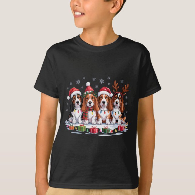 Cute Bet Hound Christmas Pupes Dog Lovers Funny Ho T-Shirt (Front)