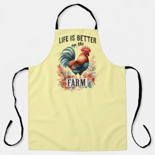 Cute better farm life word art rooster apron