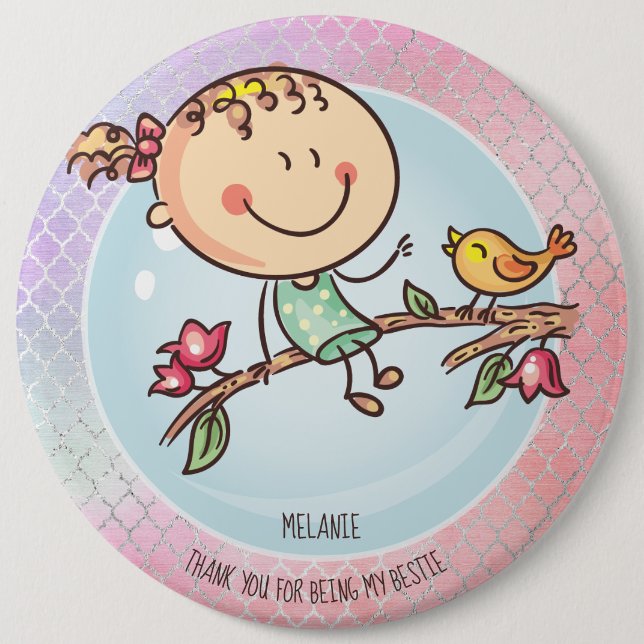 Cute BFF Besties Kawaii Gifts for Girls Friends 6 Cm Round Badge (Front)