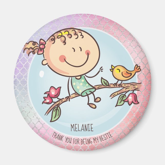 Cute BFF Besties Kawaii Gifts for Girls Friends Magnet (Front)