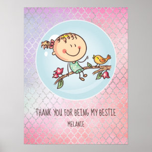 Cute BFF Besties Kawaii Gifts for Girls Friends Poster