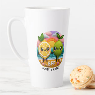 Cute BFF Quote Lemon and Lime Characters Sunset Latte Mug