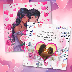 Cute Bi-Racial Anime Personalised Valentine's Day Card