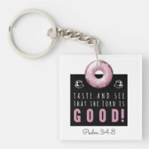 Cute Bible Verse Psalm 34:8 with Pink Doughnut