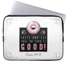 Cute Bible Verse Psalm 34:8 with Pink Doughnut