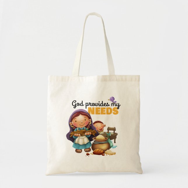 Cute Bible verse story illustration kids cloth bag (Front)