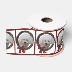 Cute Bichon Christmas Merry Grosgrain Ribbon