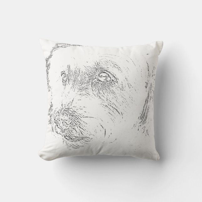 Cute Bichon Dog Face Sketch Favourite Breed  Cushion (Front)