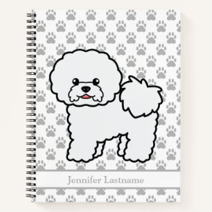 Cute Bichon Frise Cartoon Dog With Custom Text Notebook