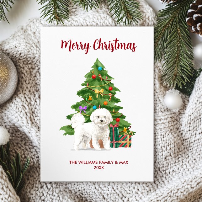 Cute Bichon Frise Dog Family Christmas Holiday Card (Creator Uploaded)