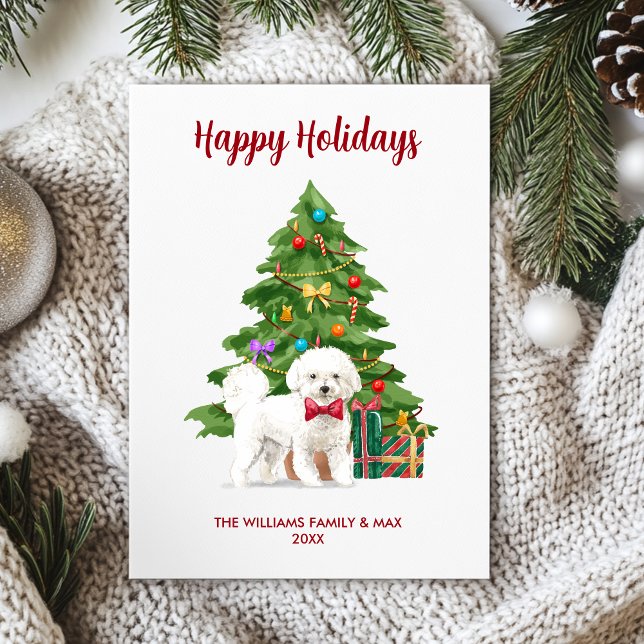 Cute Bichon Frise Dog Family Christmas Holiday Card (Creator Uploaded)