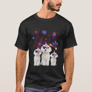 Cute Bichon Frise Dogs American Flag Lover Happy 4 T-Shirt