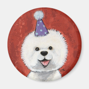 Cute Bichon Frise Party Dog Illustration Magnet