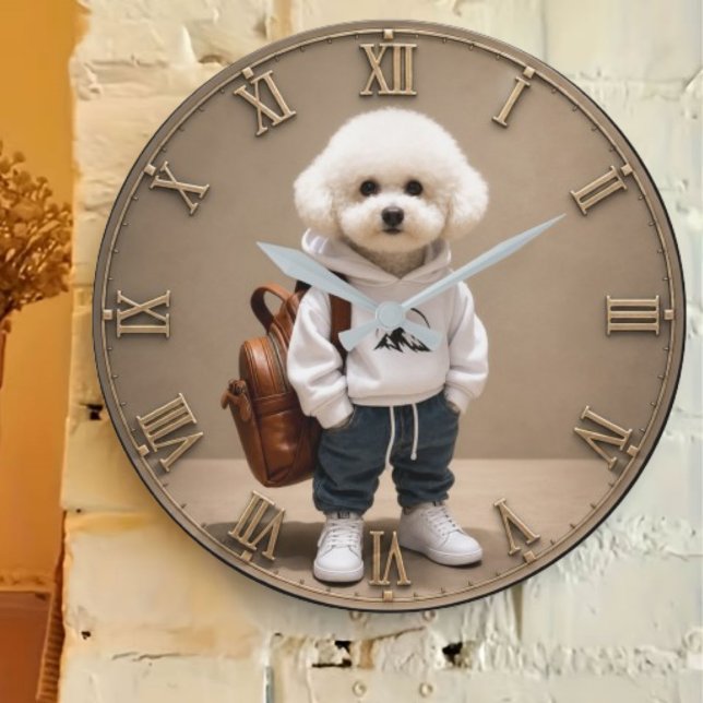 Cute Bichon Frise Puppy  Large Clock (Creator Uploaded)