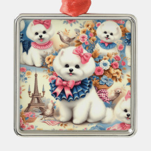 Cute Bichon Frisé Seamless Metal Ornament