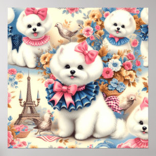 Cute Bichon Frisé Seamless Poster