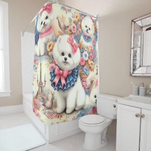 Cute Bichon Frisé Seamless Shower Curtain