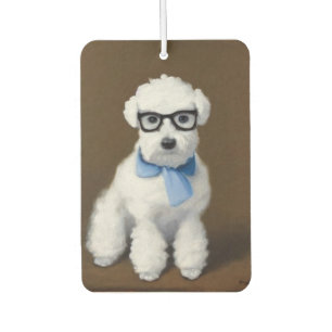 Cute Bichon Frisé Wearing Glasses Car Air Freshener