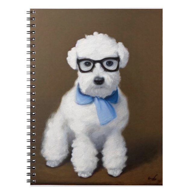 Cute Bichon Frisé Wearing Glasses  Notebook (Front)