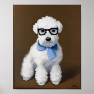 Cute Bichon Frisé Wearing Glasses Poster