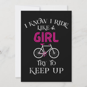 Cute Bicycle Bike Woman Girl Female Cyclist Invitation