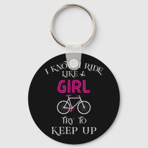 Cute Bicycle Bike Woman Girl Female Cyclist Key Ring