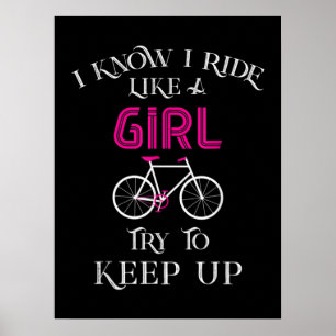 Cute Bicycle Bike Woman Girl Female Cyclist Poster
