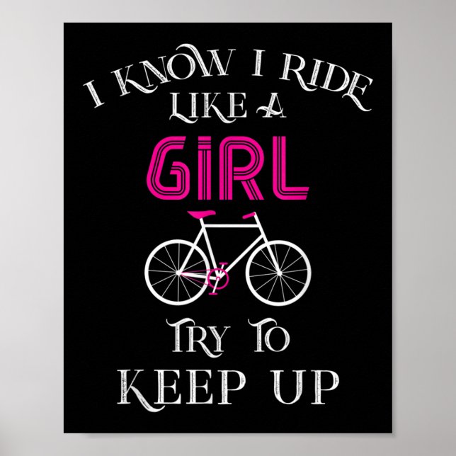 Cute Bicycle Bike Woman Girl Female Cyclist Poster (Front)