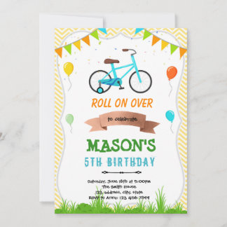 Cute bicycle birthday invitation