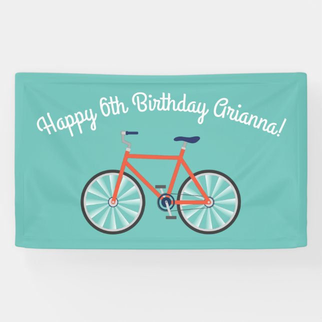 Cute Bicycle Kids Bike Birthday Party Cycling Banner (Horizontal)
