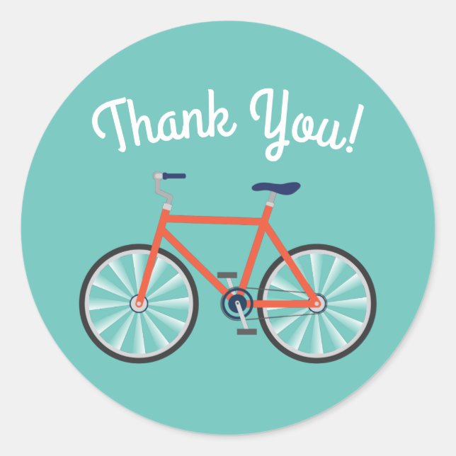 Cute Bicycle Kids Bike Birthday Thank You Classic Round Sticker (Front)